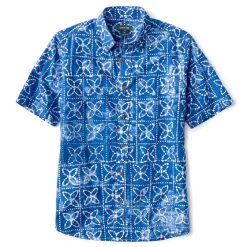 Orvis Shirts|Batik Short-Sleeved Print Shirt Blue Moon