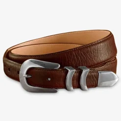 Orvis Belts|Bison Tapered-Edge Belt With Silver Buckle Brown