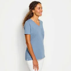 Orvis Shirts|Canyon Garment-Dyed V-Neck Short-Sleeved Tee Dusty Blue