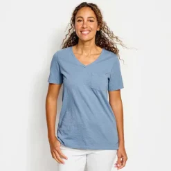 Orvis Shirts|Canyon Garment-Dyed V-Neck Short-Sleeved Tee Dusty Blue