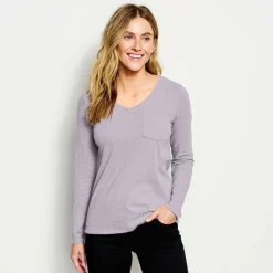 Orvis Shirts|Canyon V-Neck Long-Sleeved Tee Purple Fog