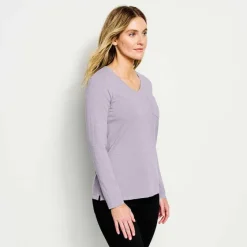 Orvis Shirts|Canyon V-Neck Long-Sleeved Tee Purple Fog