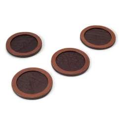 Orvis Home Decor|Col. Littleton Leather Coasters Tobacco