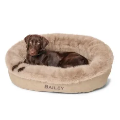 Orvis Comfortfill-Eco Beds|Comfortfill-Eco Fur Wraparound Dog Bed Khaki