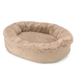 Orvis Comfortfill-Eco Beds|Comfortfill-Eco Fur Wraparound Dog Bed Khaki