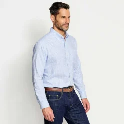 Orvis Shirts|Country Twill Long-Sleeved Button-Down Shirt Blue