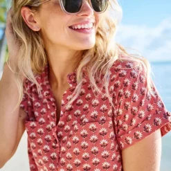 Orvis Shirts|Easy Printed Short-Sleeved Camp Shirt Faded Red Woodblock Floral
