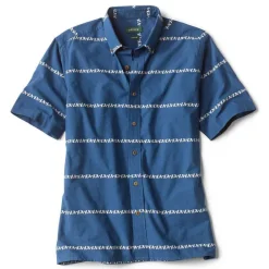 Orvis Shirts|Fly Stripe Short-Sleeved Shirt Lake Blue