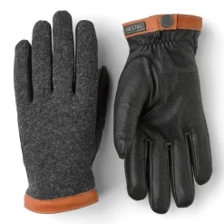 Orvis Gloves|Hestra Deerskin Wool Tricot Gloves Charcoal