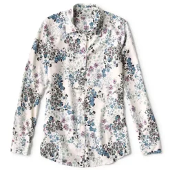 Orvis Shirts|Long-Sleeved Everyday Silk Shirt Purple Fog Bouquet Floral