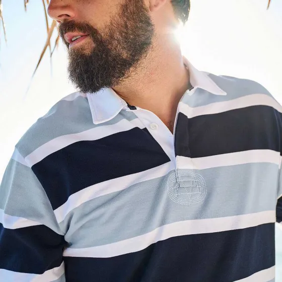 Orvis Shirts|Long-Sleeved Rugby Shirt Blue Fog