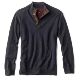 Orvis Sweaters|Merino Button Mockneck Sweater Navy