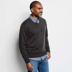 Orvis Sweaters|Merino V-Neck Long-Sleeved Sweater Navy