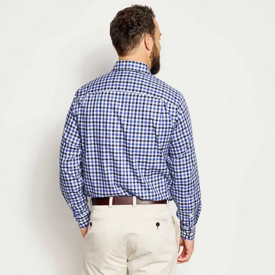 Orvis Shirts|No-Work, Work Long-Sleeved Hidden Button-Down Shirt Navy/River Delta