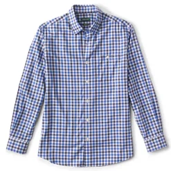 Orvis Shirts|No-Work, Work Long-Sleeved Hidden Button-Down Shirt Navy/River Delta
