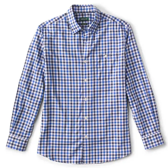 Orvis Shirts|No-Work, Work Long-Sleeved Hidden Button-Down Shirt Navy/River Delta