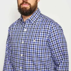 Orvis Shirts|No-Work, Work Long-Sleeved Hidden Button-Down Shirt Navy/River Delta