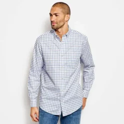 Orvis Shirts|No-Work, Work Long-Sleeved Shirt Medium Blue Tattersall