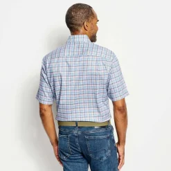 Orvis Shirts|No-Work, Work Short-Sleeved Shirt Navy/Honeycomb