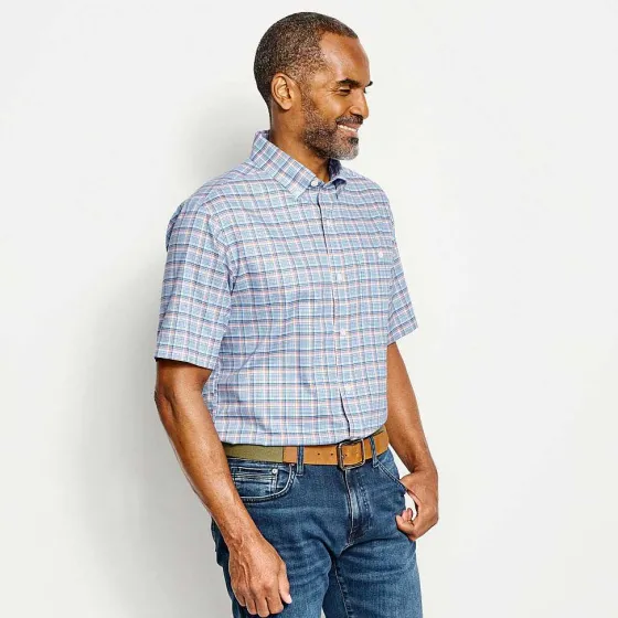 Orvis Shirts|No-Work, Work Short-Sleeved Shirt Navy/Honeycomb