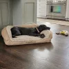 Orvis Comfortfill-Eco Beds| Comfortfill-Eco Bolster Dog Bed With Fleece Khaki
