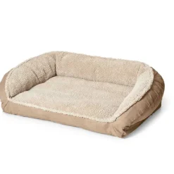 Orvis Comfortfill-Eco Beds| Comfortfill-Eco Bolster Dog Bed With Fleece Khaki