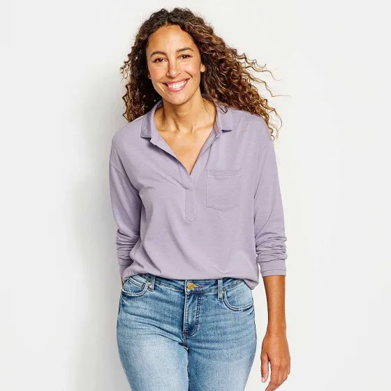 Orvis Shirts|Perfect Long-Sleeved Polo Purple Fog