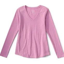 Orvis Shirts|Perfect Relaxed V-Neck Long-Sleeved Tee Pink Lemonade Heather