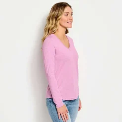 Orvis Shirts|Perfect Relaxed V-Neck Long-Sleeved Tee Pink Lemonade Heather