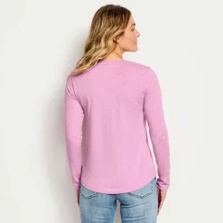 Orvis Shirts|Perfect Relaxed V-Neck Long-Sleeved Tee Pink Lemonade Heather