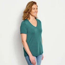 Orvis Shirts|Perfect Relaxed V-Neck Short-Sleeved Tee True Navy Mini Brenton Stripe