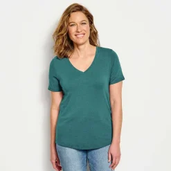 Orvis Shirts|Perfect Relaxed V-Neck Short-Sleeved Tee True Navy Mini Brenton Stripe