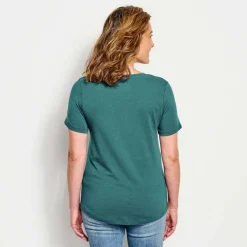 Orvis Shirts|Perfect Relaxed V-Neck Short-Sleeved Tee True Navy Mini Brenton Stripe