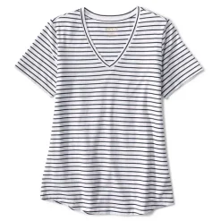 Orvis Shirts|Perfect Relaxed V-Neck Short-Sleeved Tee True Navy Mini Brenton Stripe