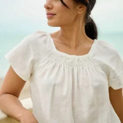 Orvis Shirts|Performance Linen Square-Neck Short-Sleeved Top White