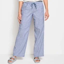 Orvis Pants|Performance Linen Wide-Leg Pants Dusty Blue