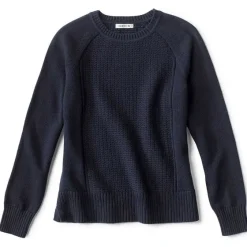 Orvis Sweaters|Pointelle Detail Crew Sweater Navy
