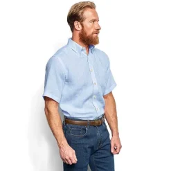 Orvis Shirts|Pure Linen Short-Sleeved Shirt Light Blue