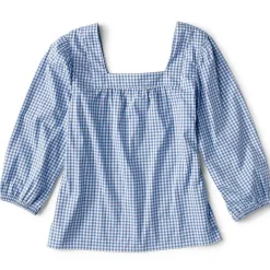 Orvis Shirts|River Guide Square-Necked Popover Dusty Blue Check
