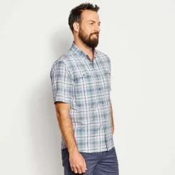 Orvis Shirts|Short-Sleeved Open Air Casting Shirt Blue Fog Plaid