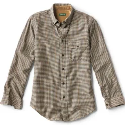 Orvis Shirts|Spencer Houndstooth Pure Cotton Shirt Tan/Navy