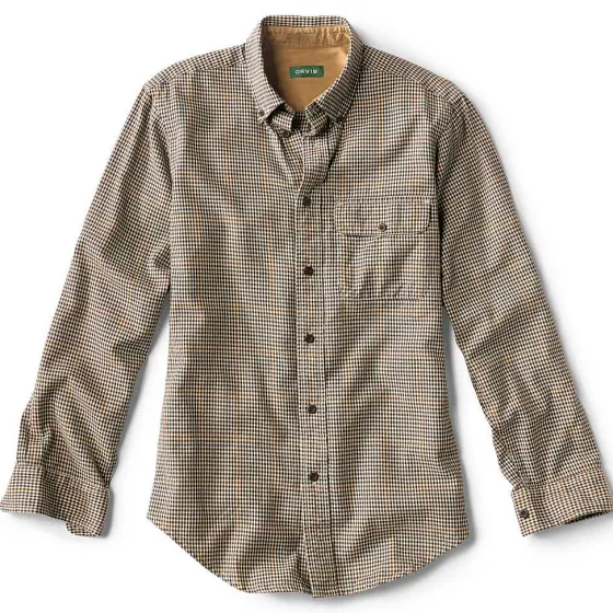 Orvis Shirts|Spencer Houndstooth Pure Cotton Shirt Tan/Navy