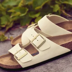 Orvis Sandals|Women'S Birkenstock® Arizona Soft Footbed Ecru Nubuck Ecru C-D