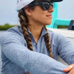 Orvis Shirts|Women'S Dricast Quarter-Zip Dusty Blue Dot Swirl