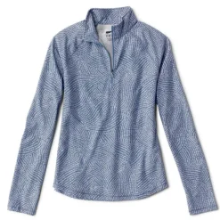 Orvis Shirts|Women'S Dricast Quarter-Zip Dusty Blue Dot Swirl