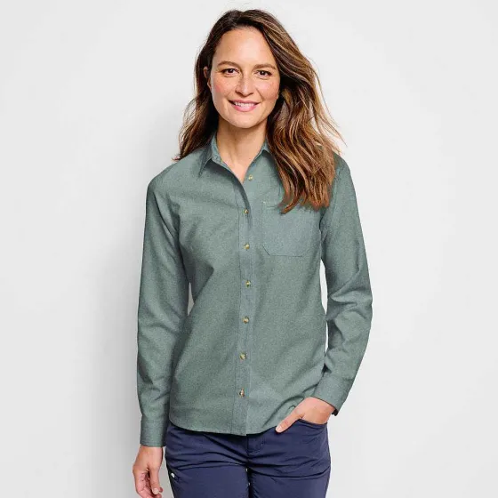 Orvis Shirts|Women'S Long-Sleeved Tech Chambray Work Shirt Forest