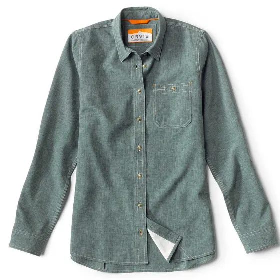 Orvis Shirts|Women'S Long-Sleeved Tech Chambray Work Shirt Forest