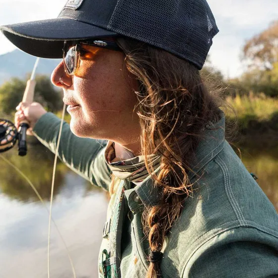Orvis Shirts|Women'S Long-Sleeved Tech Chambray Work Shirt Forest