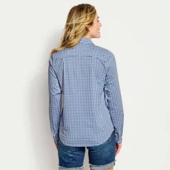 Orvis Shirts|Women'S River Guide Long-Sleeved Shirt Dusty Blue Check