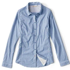 Orvis Shirts|Women'S River Guide Long-Sleeved Shirt Dusty Blue Check
